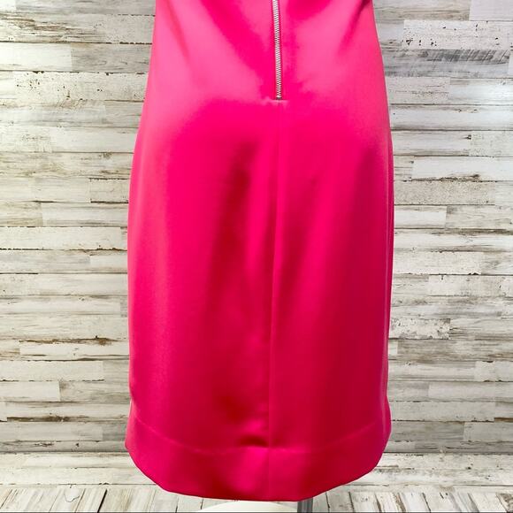 Tahari Yarden Sleeveless Dress Womens Size 12 Fuchsia in Strawberry Shake Sheath - Picture 9 of 13
